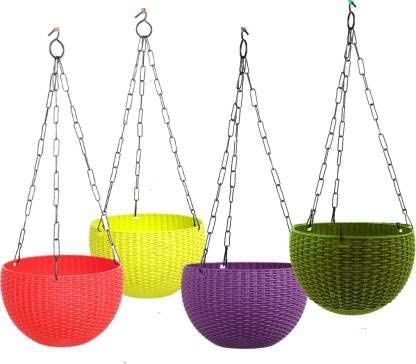 Flower Pot Hanging Basket with Hook Chain for Home Garden Office Balcony Grower Planter-Size 6 Inch - Image 2