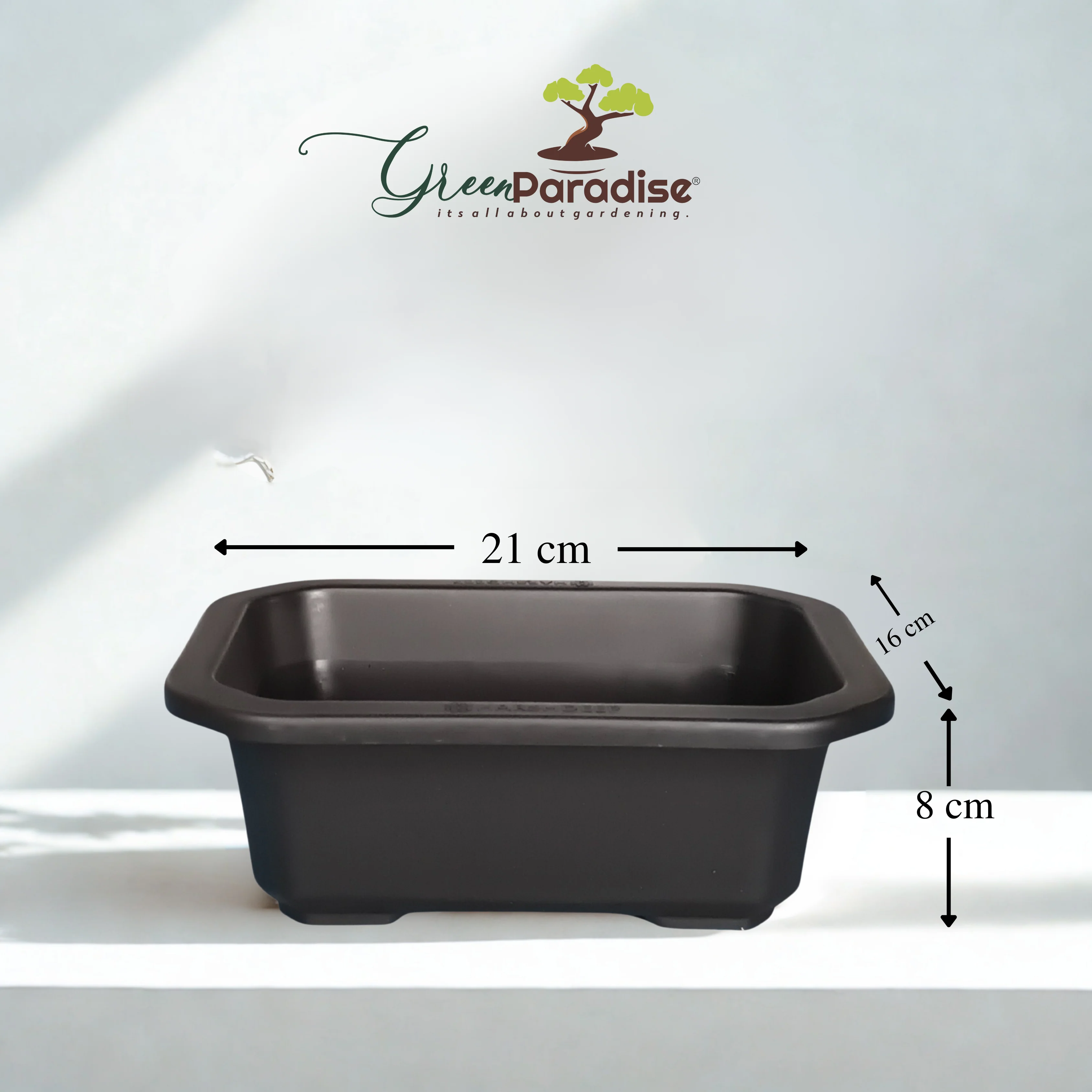 Green Paradise® Premium Black Rectangular Bonsai Pot Durable Plastic 21cm pot - Image 10