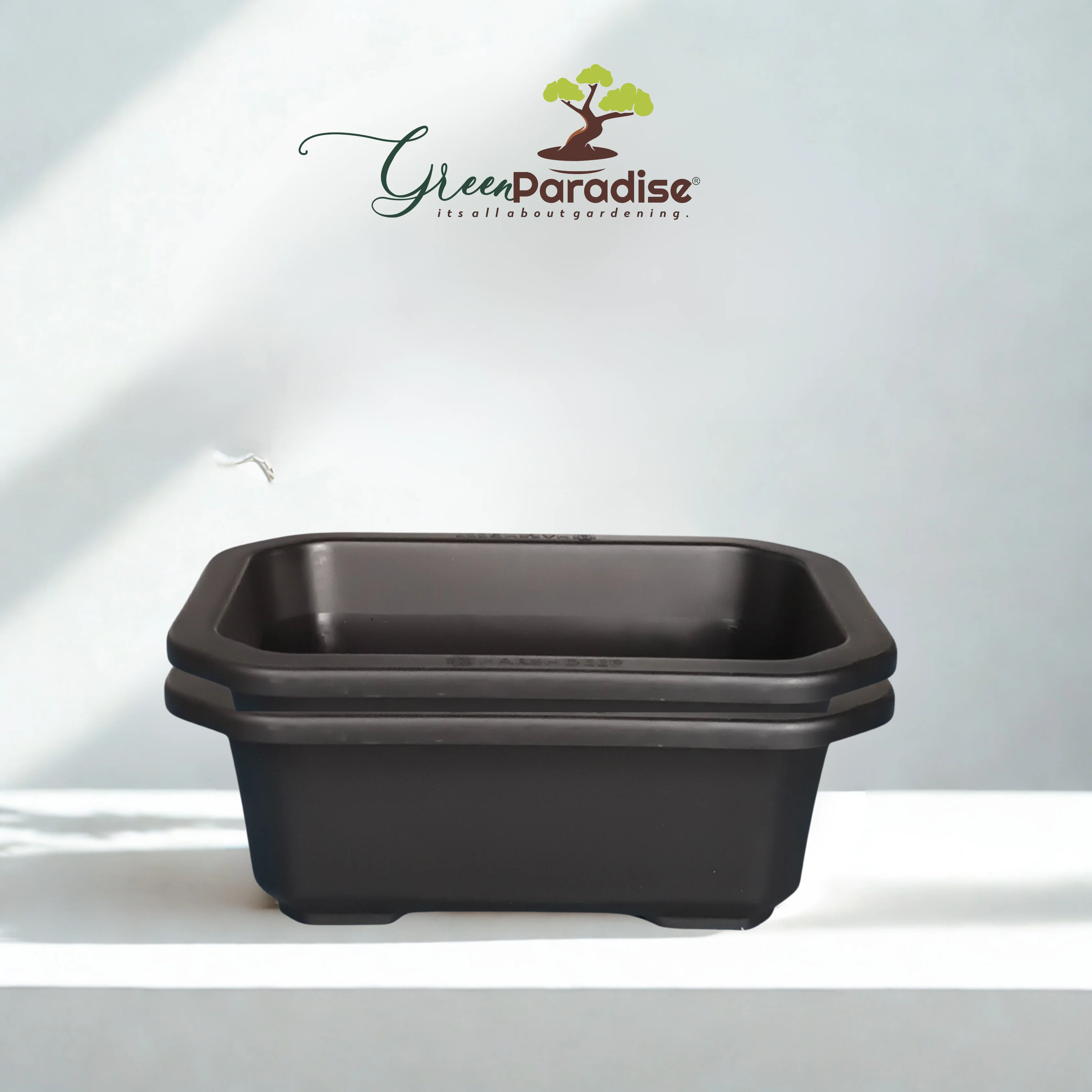 Green Paradise® Premium Black Rectangular Bonsai Pot Durable Plastic 21cm pot - Image 2
