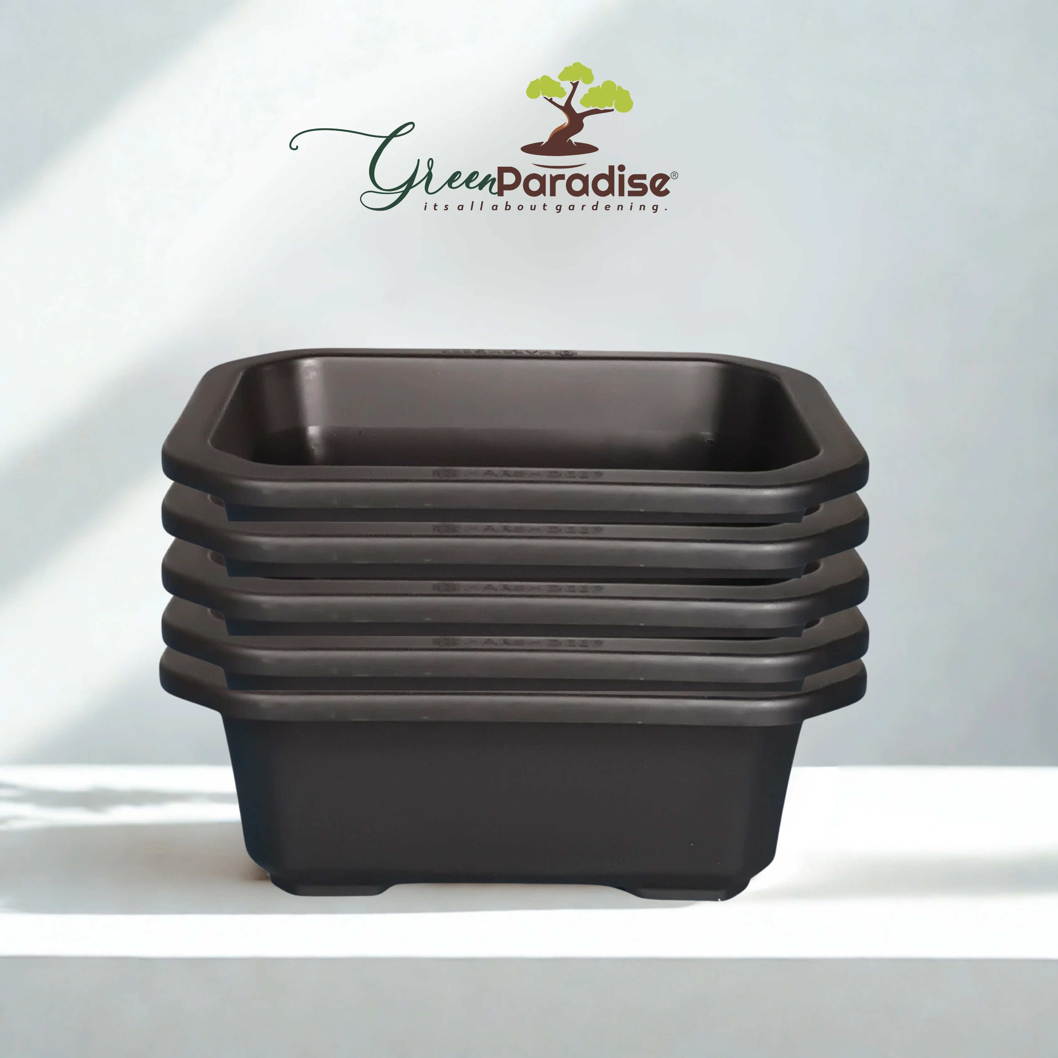 Green Paradise® Premium Black Rectangular Bonsai Pot Durable Plastic 21cm pot - Image 3