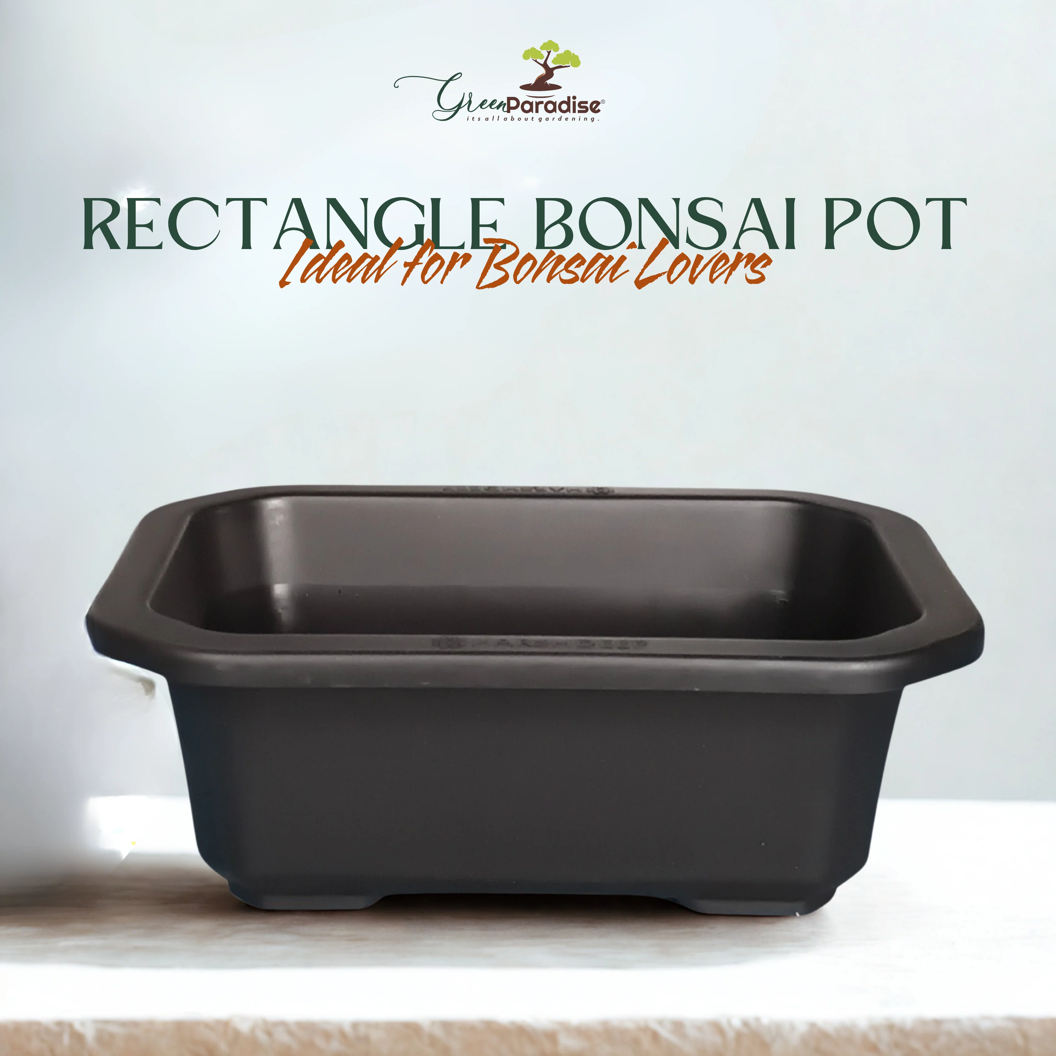 Green Paradise® Premium Black Rectangular Bonsai Pot Durable Plastic 21cm pot - Image 4