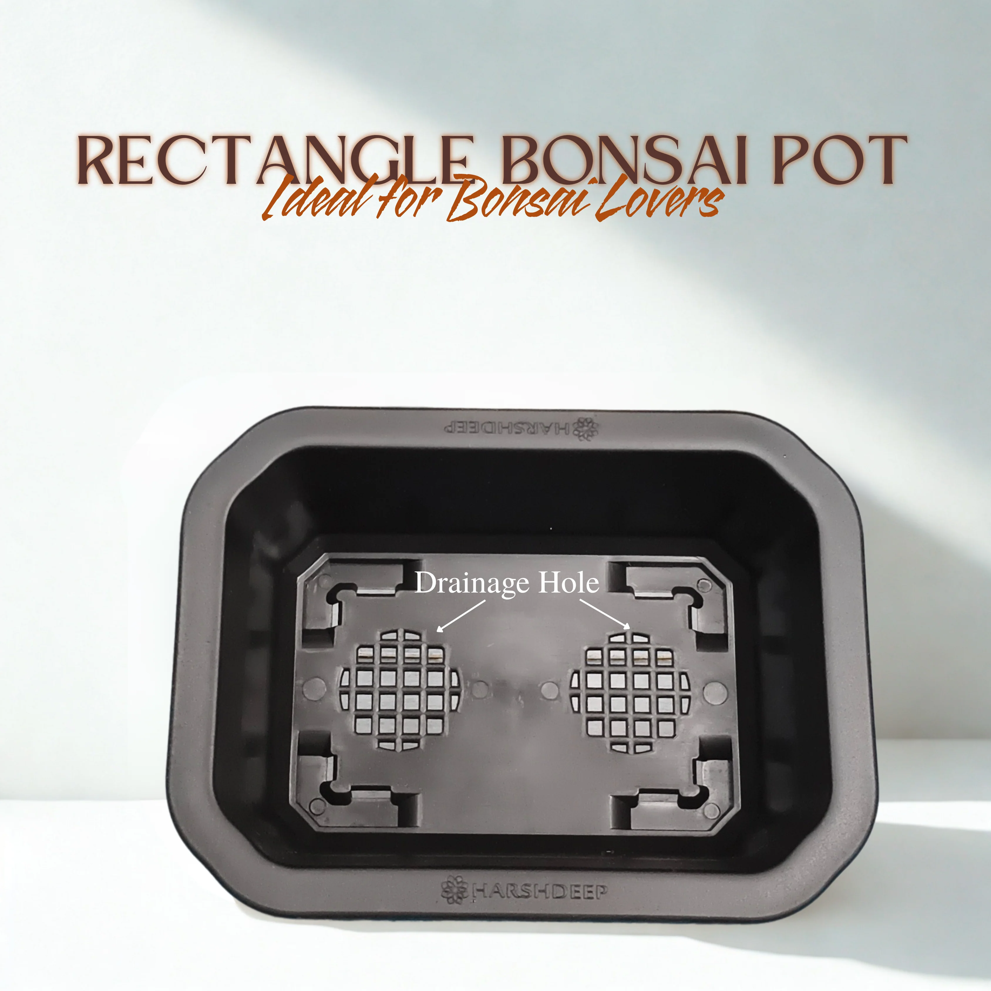Green Paradise® Premium Black Rectangular Bonsai Pot Durable Plastic 21cm pot - Image 6
