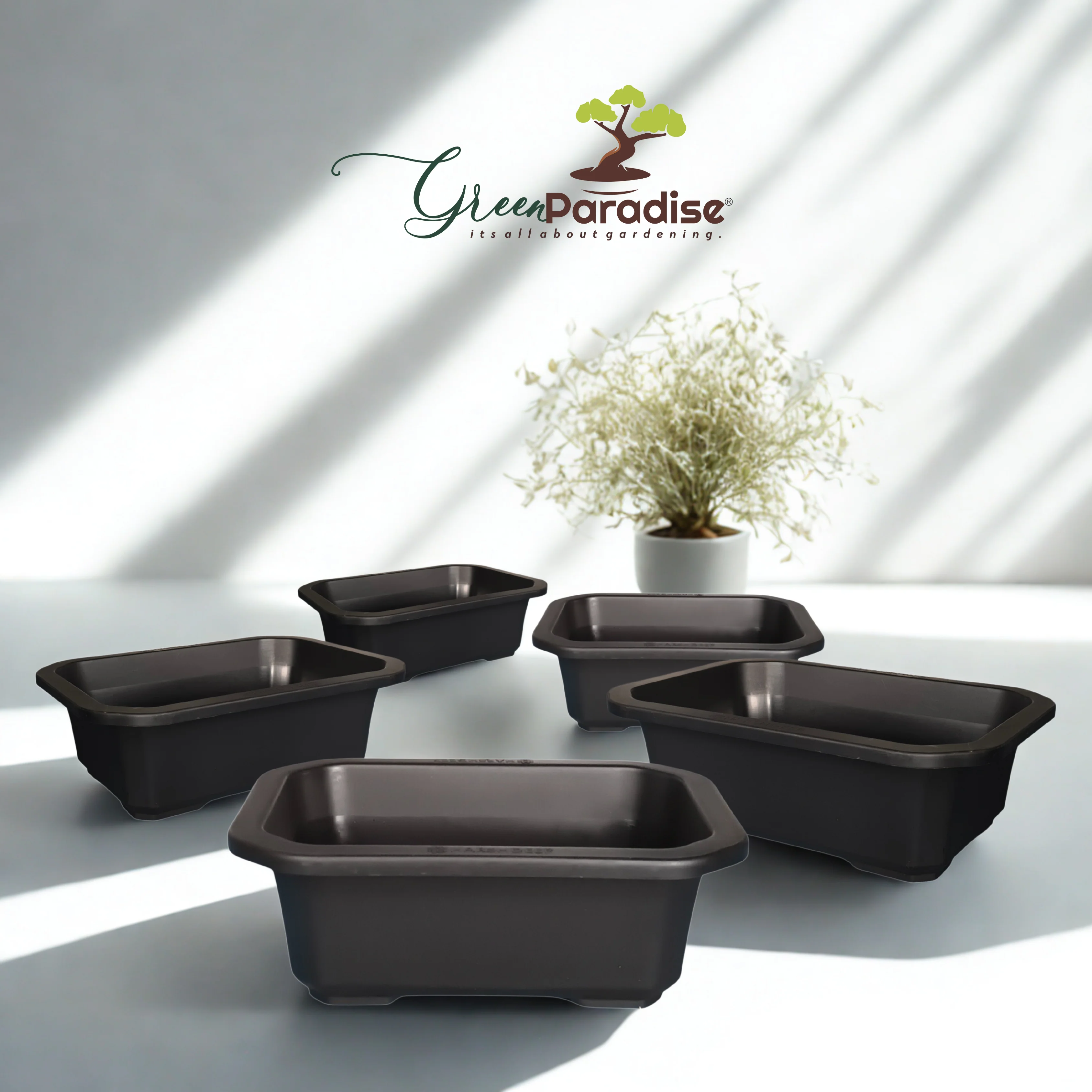 Green Paradise® Premium Black Rectangular Bonsai Pot Durable Plastic 21cm pot - Image 9