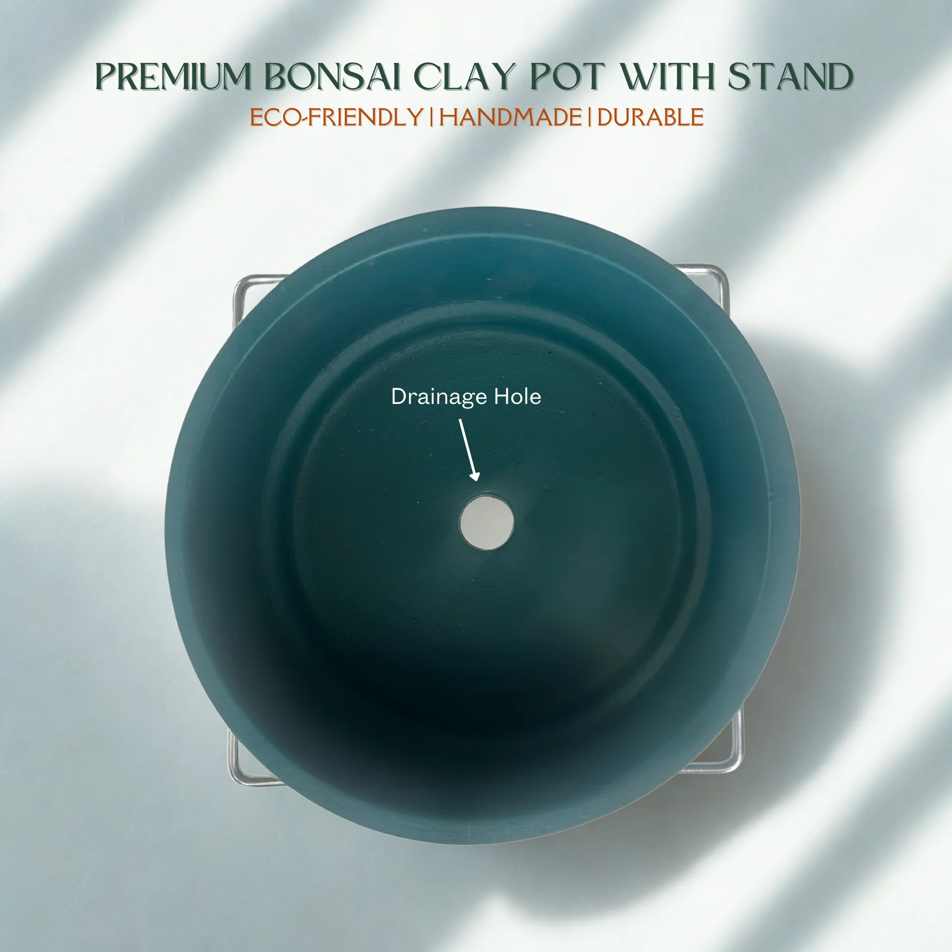 Green Paradise® Premium Bonsai Clay Pot with Stainless Steel Metal Stand – Planter for Healthy Bonsai Growth - Image 3