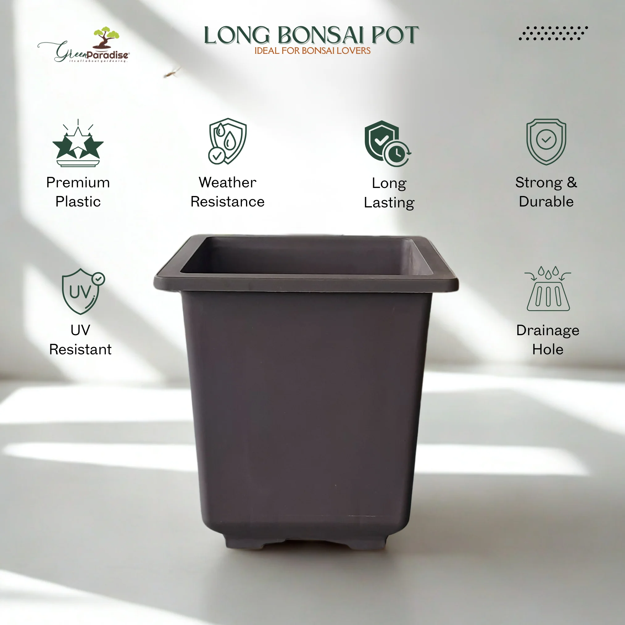 Green Paradise® Bonsai Training Pots plastic pots Tall Square bonsai pots purple clay color Plastic Bonsai Pots - Image 2