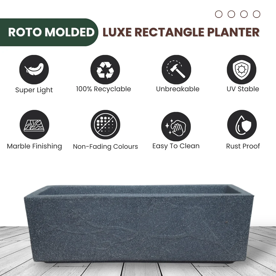 Green Paradise® Roto Molded Luxe Rectangle Planter Durable, Elegant & Weather-Resistant (18 inch) - Image 2