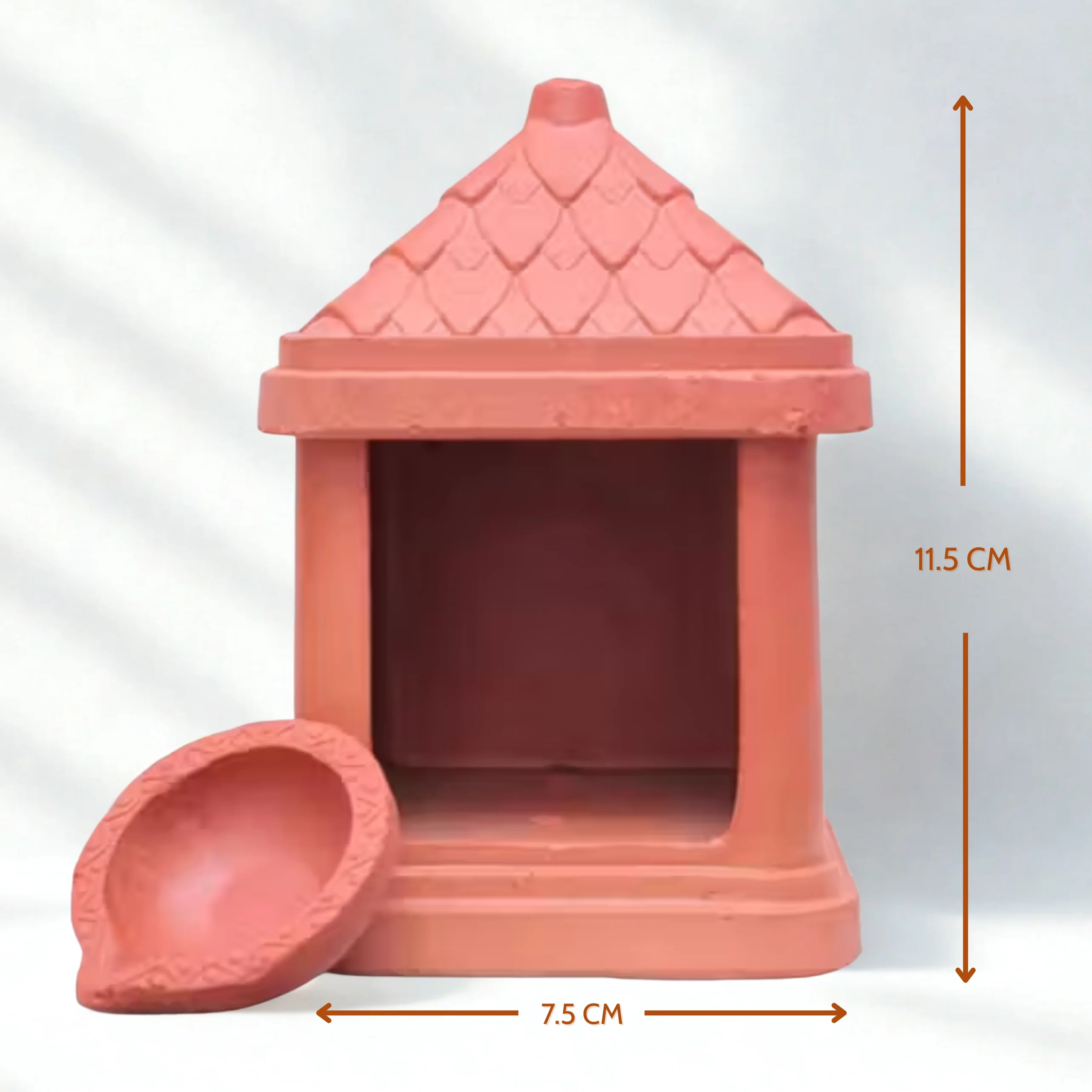 Green Paradise® Terracotta Handmade Temple Diya | Traditional Clay Diya with Stand for Puja, Home Decor & Festivals (11.5 x 7.5 cm) - Image 9