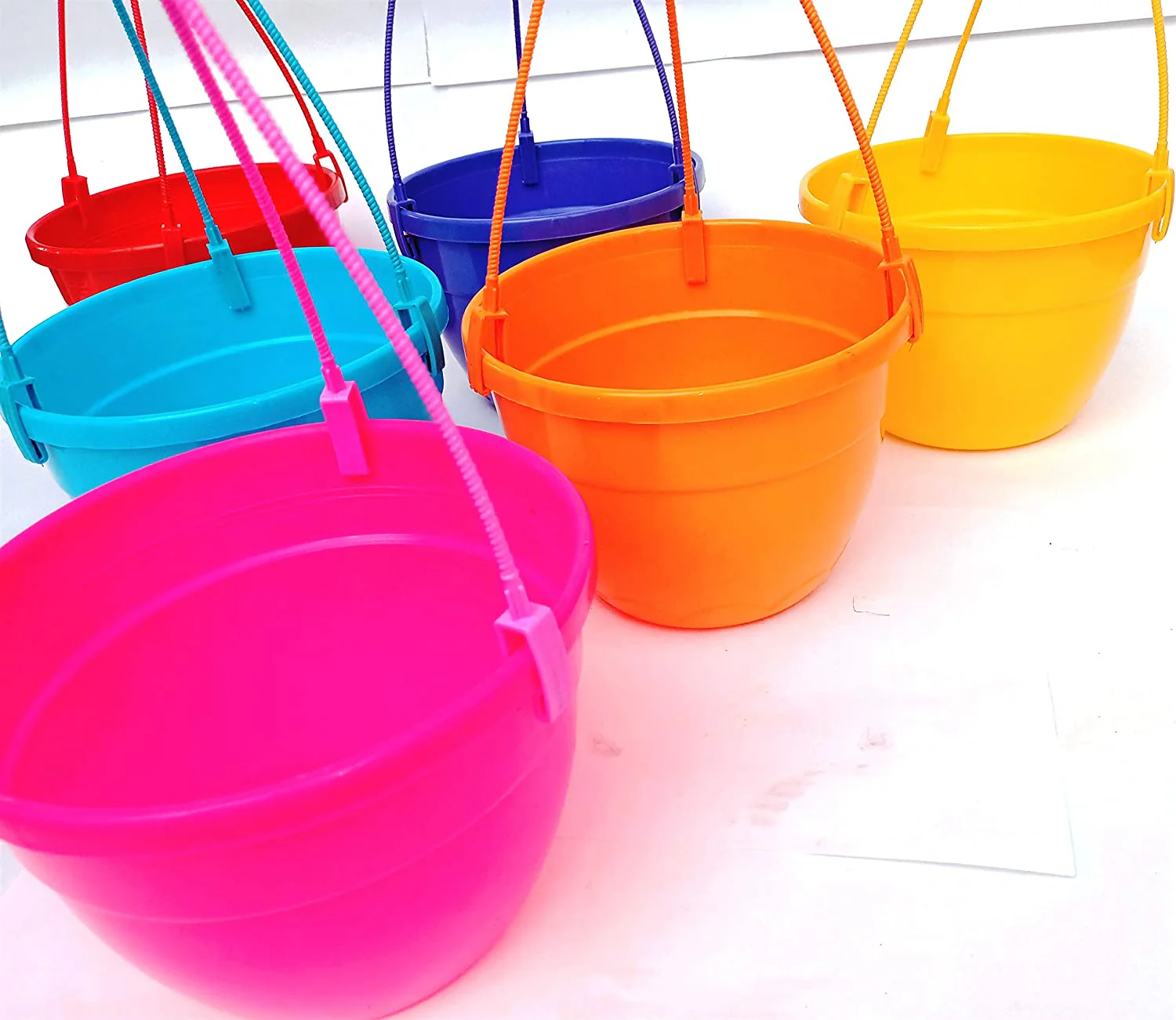 Hanging planters Colorful Hanging planters Made with Virgin Plastic Hi Quality Hanging Pots with Hangers in Random Colors (Set of 5 Pots) - Image 2