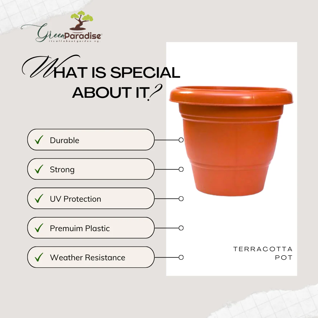 Green Paradise® Hi quality Premium Plastic Pot Terracotta Colour - Image 3